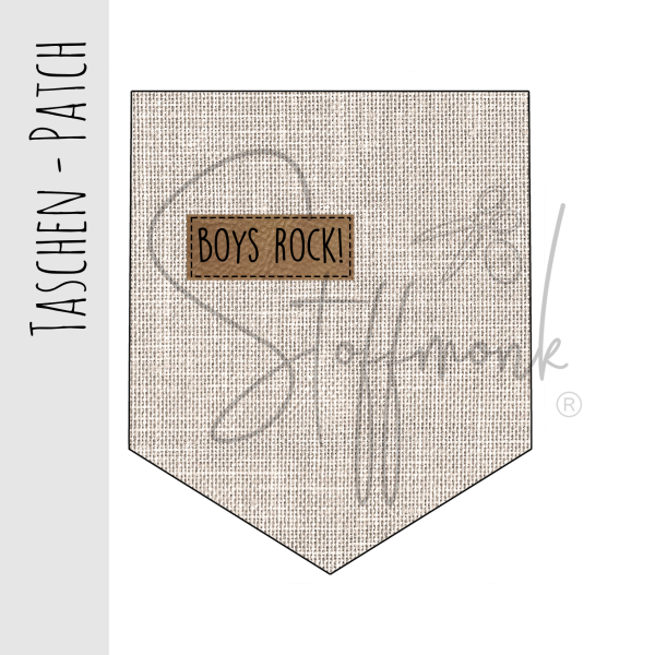 Taschen Patch - Leinenoptik Beige - "BOYS ROCK!"